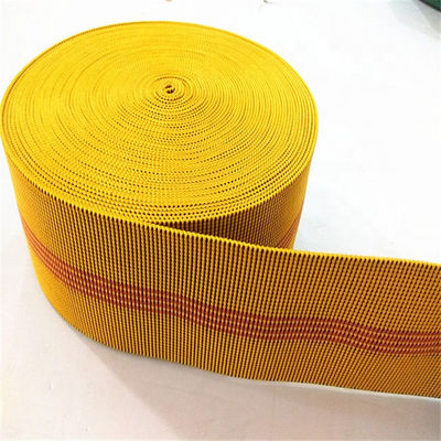 چین 70mm رنگ زرد الاستیک Ufistery Webbing صندلی صندلی 20٪ -30٪ طول تامین کننده